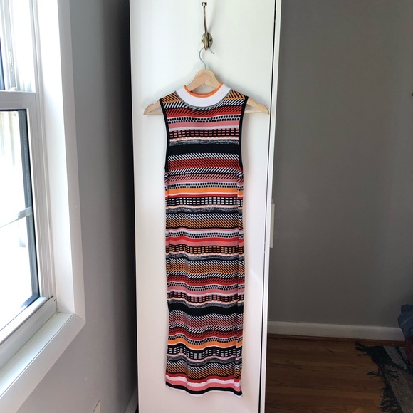Topshop striped mock neck knitted midi dress Sz 4 - Picture 1 of 8